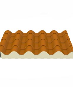 Panou Sandwich Tip Țiglă 80 mm – ISOPAN – 1000 mm x 50 mm ISODOMUS - RAL 8014 Maroniu